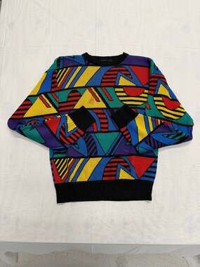 Vintage Head Sportswear Geometric Print Knit Sweater